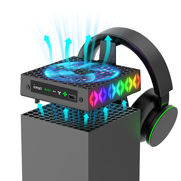 RGB Kjølevifte for Xbox Series X, 3-trinns justerbart kjølesystem med lavt støynivå for Xbox Series X