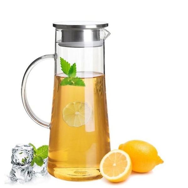 1,5 liters glaskanna Karaff med lock Iced Tea Kanna Vattenkanna