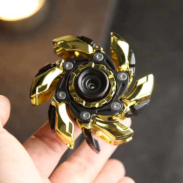 Fidget Spinner i legerat stål, transformerbar, infällbar rustning, EDC handspinner, stresslindrande roterande push slider-leksak för vuxna