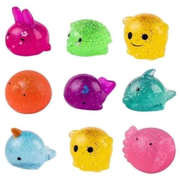 8 isoa kimaltelevaa Mochi Squishy -lelua, Squishy-eläimiä, stressileluja lasten juhliin