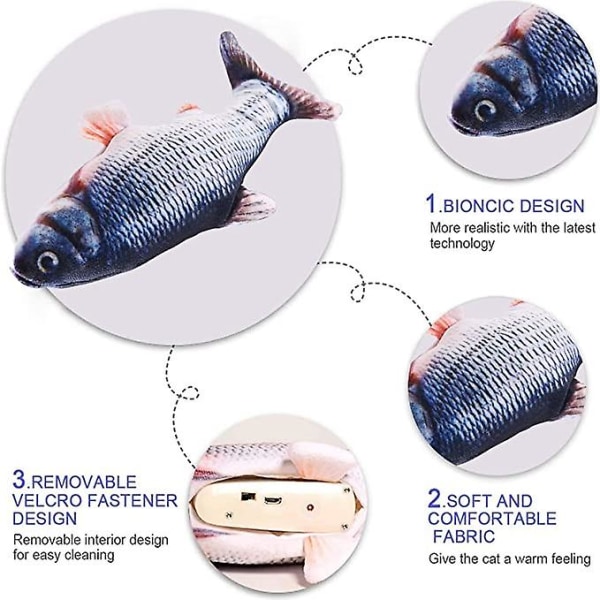 Kattelegetøj Elektronisk fisk Legetøj Bevægelse Simulation, Realistisk Automatisk Interaktivt Kattelegetøj, Fyldt Kattelegetøj Katteurt Katteurt Tyggelegetøj