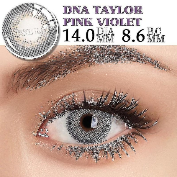 1 par Taylor Dna farvede kontaktlinser Farverige skønhed Kosmetiske kontakter Naturlig farve Linse Øjenkontakt Blå Linser-dna Pink Violet1737