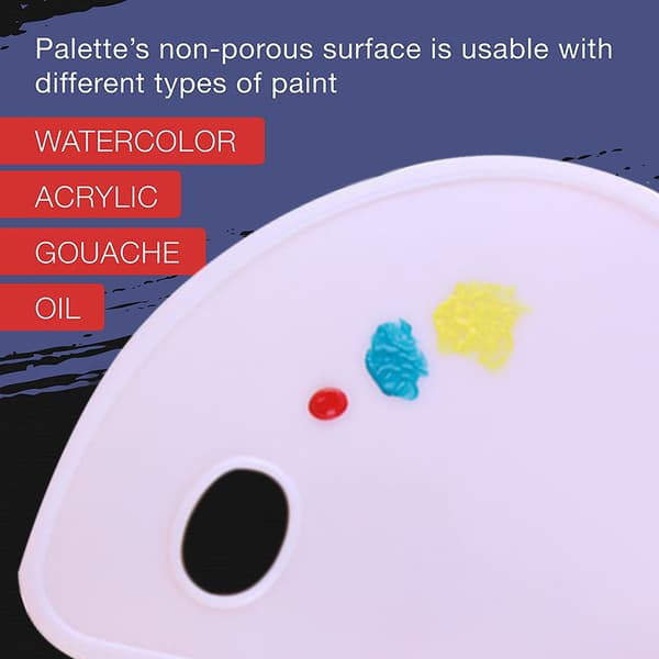 Elliptisk flad plastfarvepalette PP håndmalet farvepalette til voksne, børn og studerende