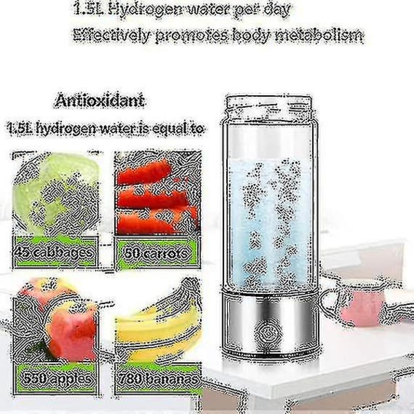 Hydrogengenerator vannflaske, ekte molekylær hydrogenrik vanngenerator ionisatormaskin -n4870 12-30