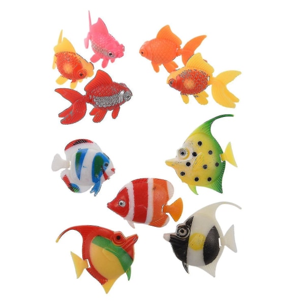 Kunstig flerfarvet plastik fiskepynt 5 stk til akvarium