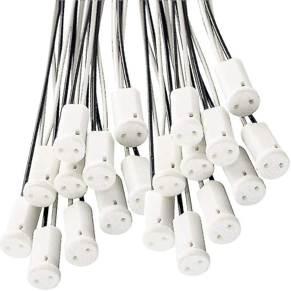25 deler G4 lampeholdere: Keramisk sokkel lampeholdere for G4 LED og halogen lamper med 10 cm kabel