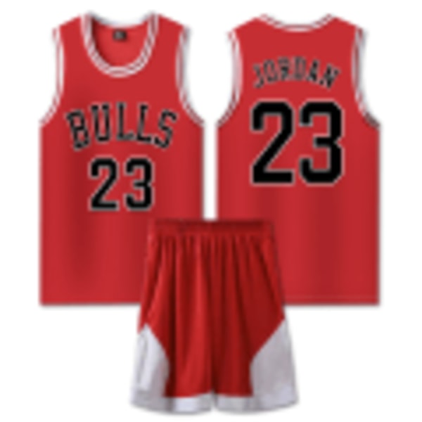 Michael Jordan Nr 23 Basketbollströja Set Bulls Uniform Barn Vuxen Röd Storlek L (160-165cm)