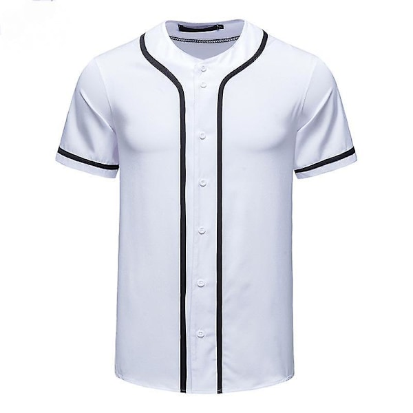 Men's Button Baseball Uniforms, Blank Softball Uniforms, Hip Hop Trendy Short Sleeve Activity Shirts Whitexxl