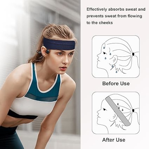 Hårband för kvinnor, modehårband, för kvinnor, halkfritt hårband, löpning, sport, yoga, elastiskt, unisex, håraccessoar, 8 stycken