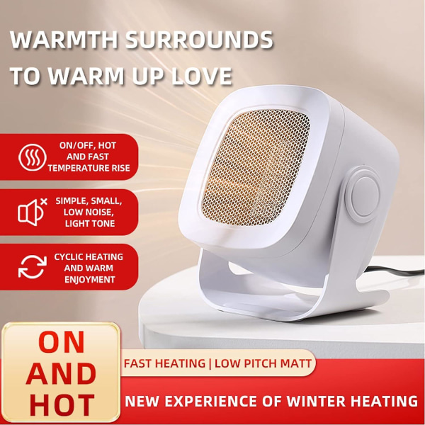 800w keramisk viftevarmer, energisparende varmeapparat, oppgradering Ptc keramisk varmeapparat med overopphetingsbeskyttelse, trygg og energibesparende, stillegående og lite støy, su