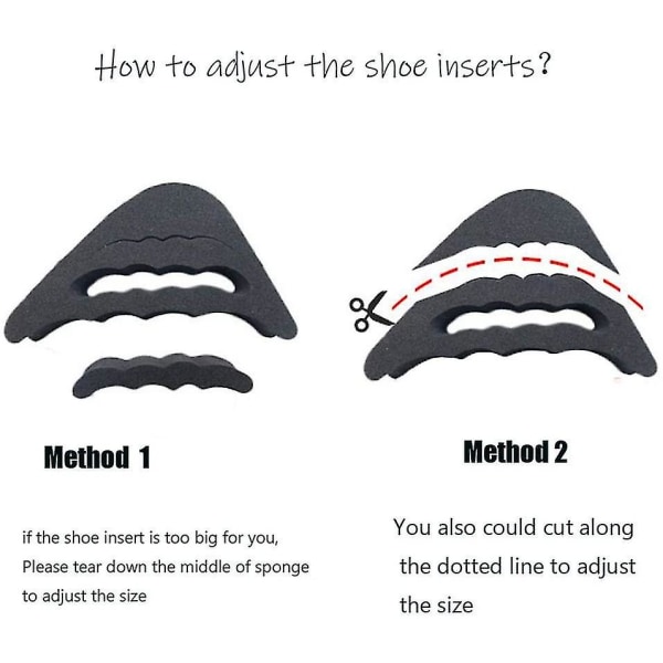 2 par sko fyld sko puder tå indlægssåler forfod/tå indlægssåler smertelindring puder til overdimensionerede sko (sort & kød)