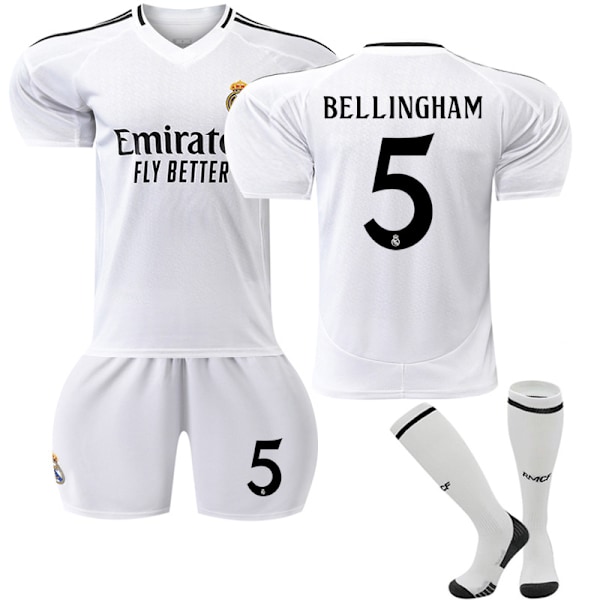 Real Madrid Hjemmebanetrøje (til børn og voksne) 2024-2025 No.5 Bellingham No.5 Bellingham 26