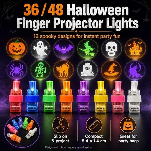 Halloween Fingerprojektorlys – Miniprojektor, 36 STK