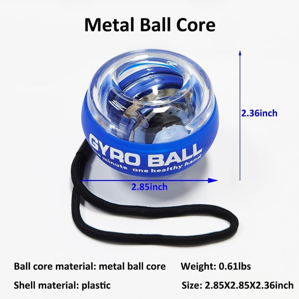Auto-Start Power Gyro Ball, Metal Ball Center, itsevalaiseva käsiranteen kyynärvarren harjoituslaite ja vahvistaja nivelten ja lihasten harjoitteluun