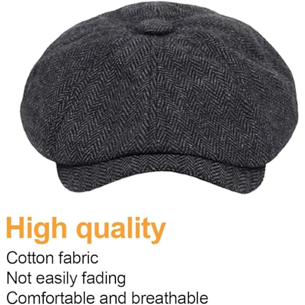 Herrehatt, peaky herringbone caps, vintage caps, gatsby racket caps, peaky blinders caps, grå