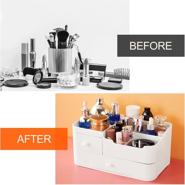 Make-up kosmetikopbevaringsorganizer med 2 skuffer til kommode