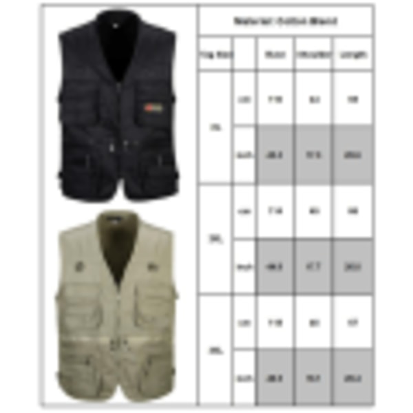 Fiskevest for menn, utendørs, jakt, fottur, utendørs vest med lommer green 4xl