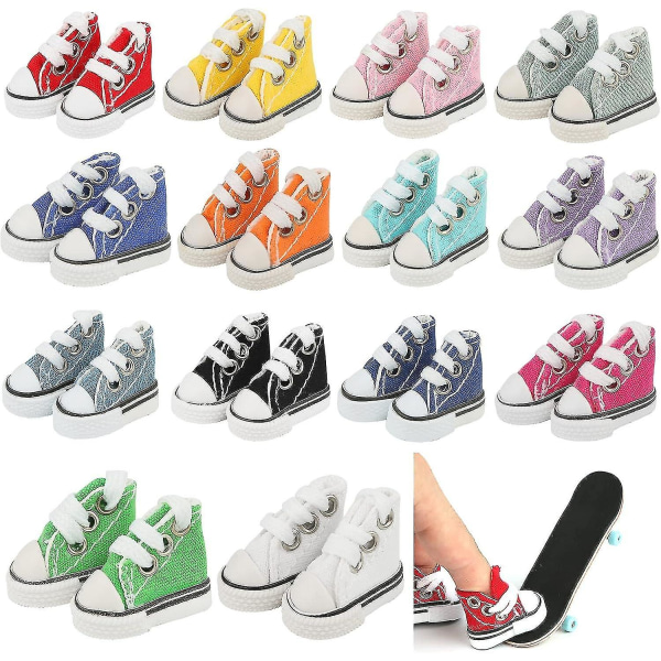 14 par mini fingerskor, söta små skor för Finger Breakdance, greppbräda, docka, mini sneakers