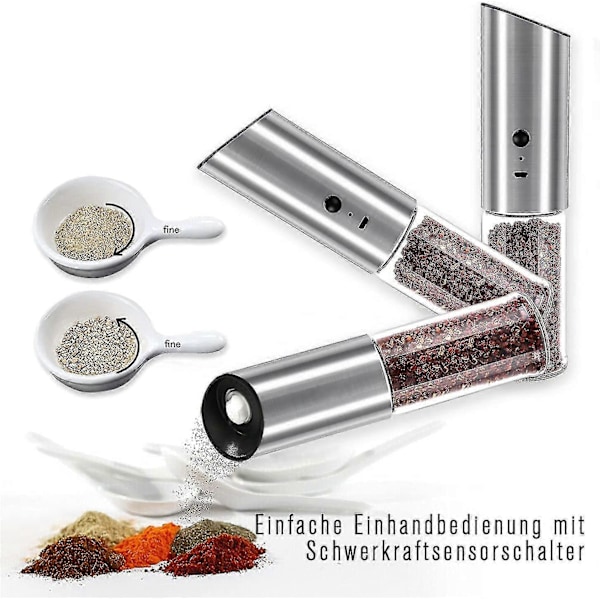Laderbar Elektrisk Pepperkvern, Elektrisk Pepperkvern, Automatisk Gravitasjonsdrevet Salt- og Pepperkvern, USB-Laderbar, Stor Kapasitet Justerbar C