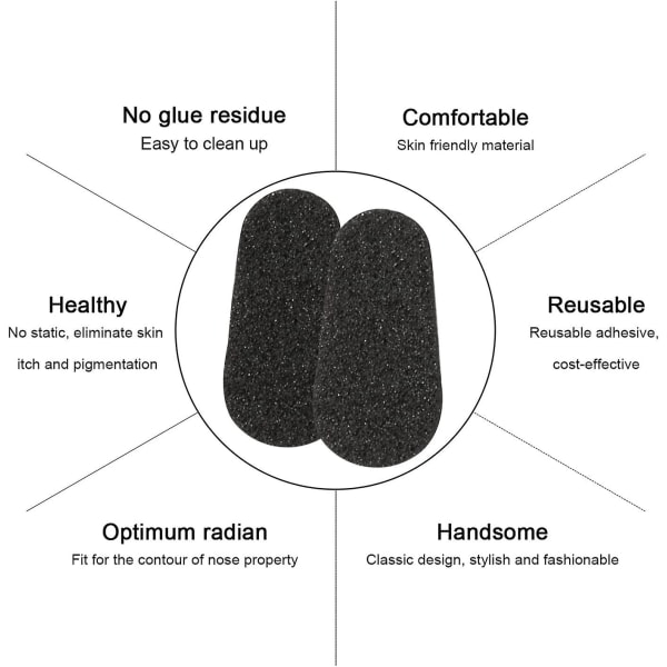 [96 par] Selvklebende neseputer Sklisikker neseputer for briller Solbriller Briller (svarte)