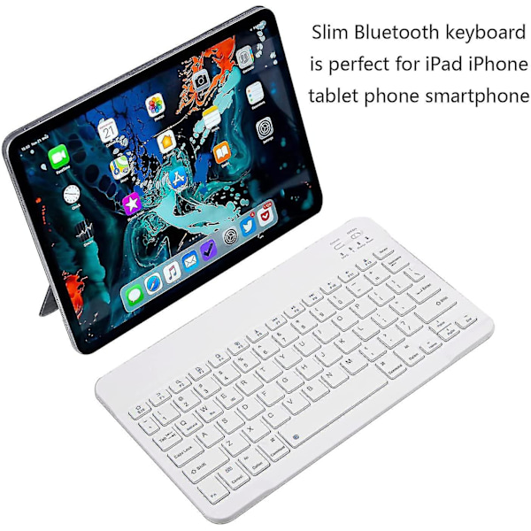 Bluetooth-näppäimistö, Ultraohut Ladattava Langaton Bluetooth-näppäimistö iOS:lle, Androidille, Windowsille ja Macille Yhteensopiva iPadin, iPad Pron, iPhonen ja