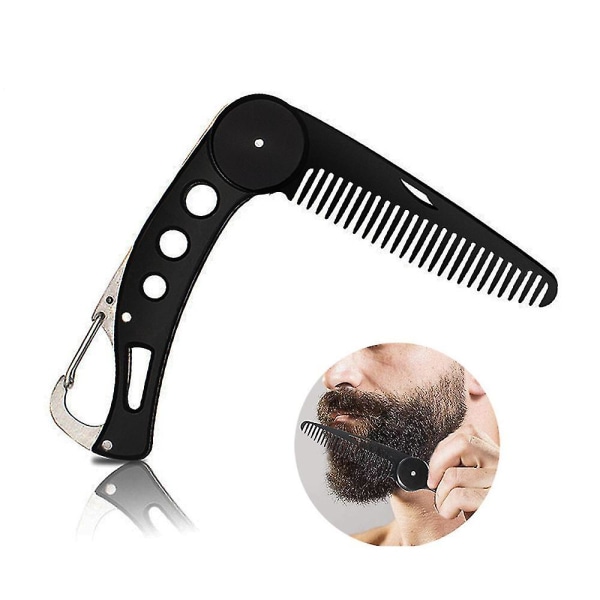 3-i-1 fällbar mustaschkam för män i rostfritt stål skäggborste nyckelring611