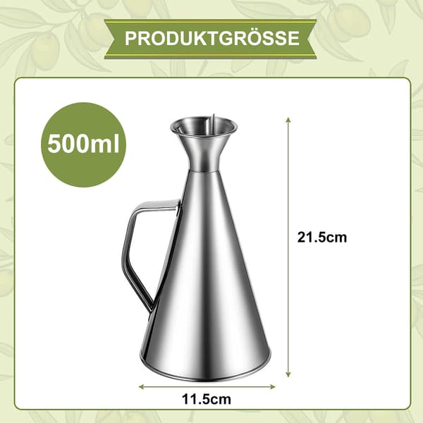 u00d8lflaske, oljedispenser i rustfritt stu00e5l, ideell for helling og drypping