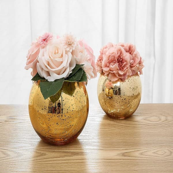 Set med 3 Bling Vas Runda Guldvas Silvervas Roséguldvas Bordsvas Festvas Bröllopsvas Mittpunkt