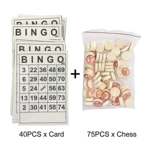 40 bingobrickor + 75 schackpjäser Upprepa inte bingobrickor Bingokort Digital C