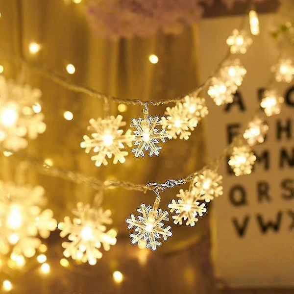 Christmas Lights, Snowflake String Lights, Battery-powered Waterproof Fairy Lights 32.8 Feet