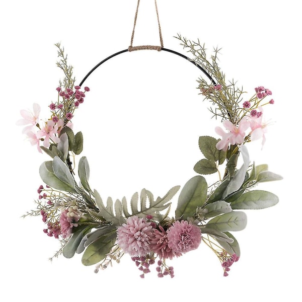 Spring Wreaths Floral Hoop Wreath Metal Hoop Wreath Wall Hanging Wreath Farmhosue Door Wreath