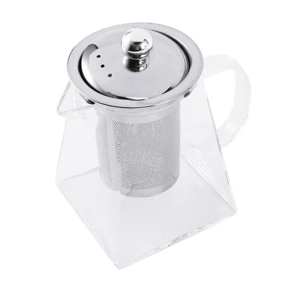 Firkantet glasstekanne med infuser, 550 ml borosilikat-tekanne med sil, tekanner med klare blader Fo