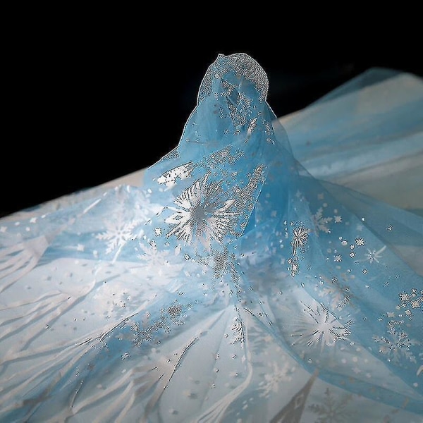 1 meter trykt snøfnugg tyll regnbue gasbind stoff mesh gjør-det-selv bordduk skjørt Tutu bryllup bursdagsfeiring festival dekor560