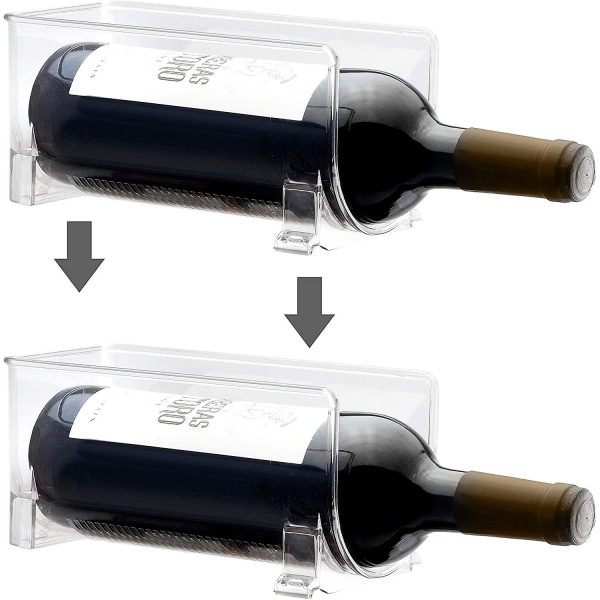 Ultramodernt vinställ - Kristallklart flaskställ - Horisontell vinhållare förlänger livslängden för vin och kork - Stapelbara vinställ - 2 flaskor vardera - klar