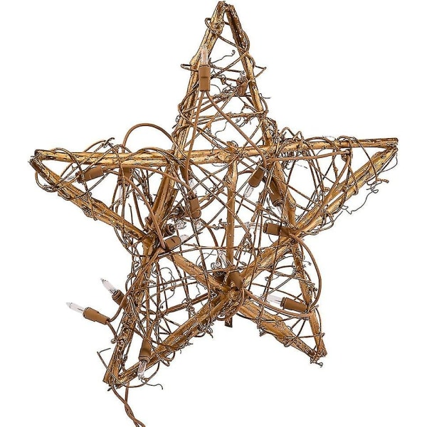 Kurt Adler 20-Light Gold Rattan Star Treetop
