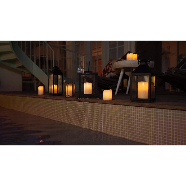 6 X 3,25 utendørs vanntette flammeløse stearinlys, flimrende bevegelige flamme LED-lys, batteridrevet stearinlys fjernkontroll