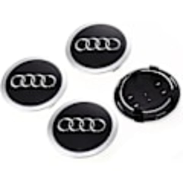 Audi centerkapsel 60 mm 4-pak Sort med kromkant Sort med kromkant_Paris Sort med kromkant