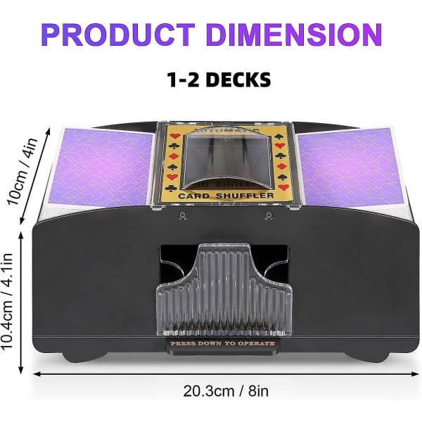 Automatisk kortstokker 2/1/4/6 kortstokk, batteridrevet elektrisk Uno Poker-shuffler, spillekortstokker for hjemmekortspill, reise