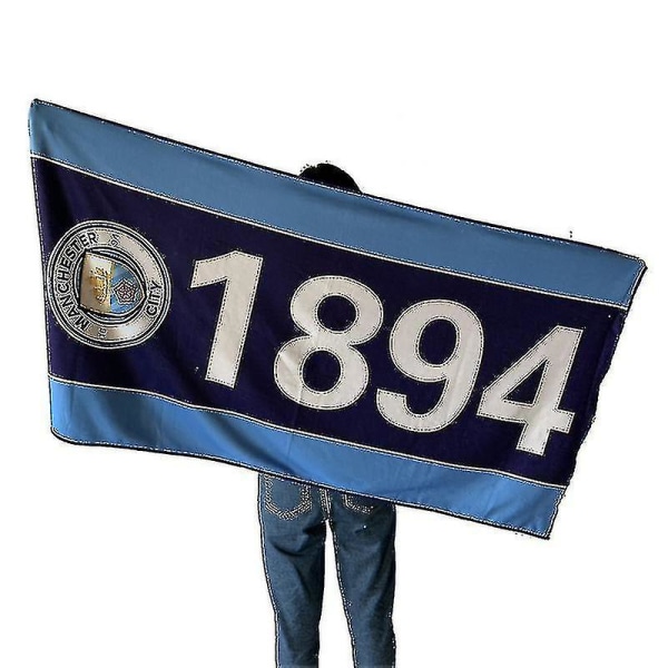 Otwoo 75*140cm Stor badhandduk i Manchester City-tryck, rektangulär badhandduk, stor strandhandduk