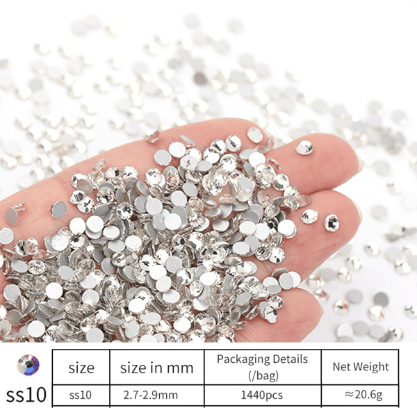 Flatback Rhinestones, til Håndværk Negle Dansekostumer, Flat Back Neglekrystaller, Hvid