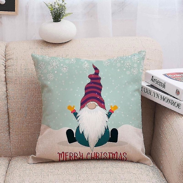 Jultomte Dvärg Kuddfodral 45x45cm 4 Stycken Dekoration Tomteblå PXCL