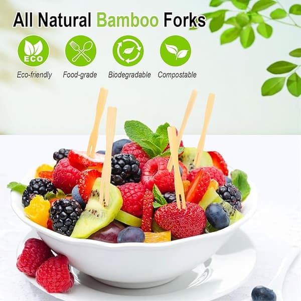 400 st bambu aptitretaregafflar, mini träfruktgafflar för charkuteribräda festbruk
