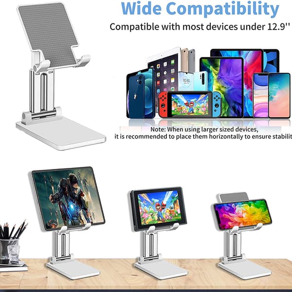 Justerbart Tabletstativ - Vikbart och Kompakt Hållare Kompatibel med iPad, Samsung Tablets och Telefoner