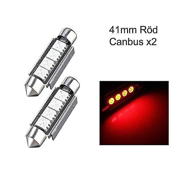 C5w Canbus 41mm Röda Led-strålkastare Sv8.5 41mm Röda 2-pack