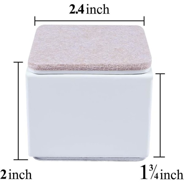 2"/5cm Carbon Steel Furniture Riser Square White Bed Raisers 2.4" Wide Adhesive Furniture Riser Adds 2" Height to Beds Sofas Closets Supports 20,000 l