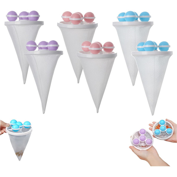 Fjerner til kæledyrshår til vask; (Assorterede farver 6-pak)