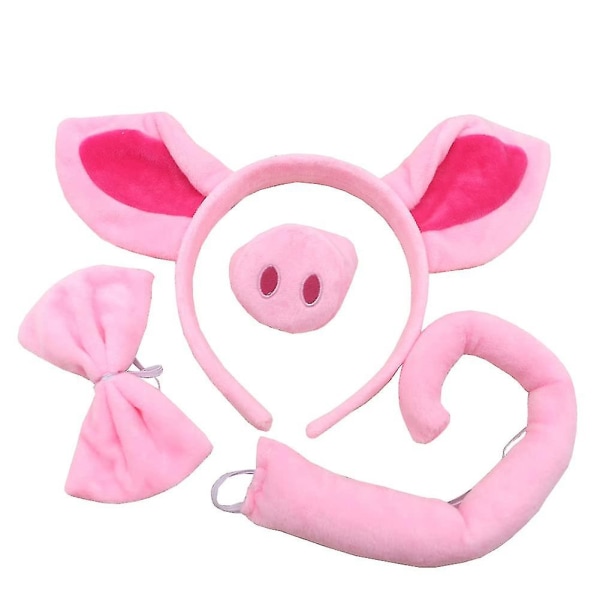 4 stk Plys grise kostume sæt Pink grise øre pandebånd næse og hale butterfly Grising tryne fancy dyre kjole kostume sæt