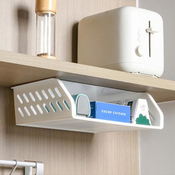 Japansk enkel hengende oppbevaringsboks under skrivebord Skjult type oppbevaring Kjøkkenholder Self Stick Organizer
