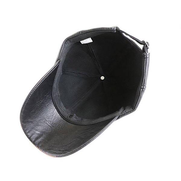 Basebollkeps Casual Modehatt Höst och Vinter Plus Sammet Keps PU Läder Basebollkeps för Män