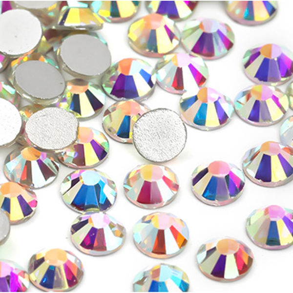 Flat Backs Rhinestones Nagelkonst, vit AB
